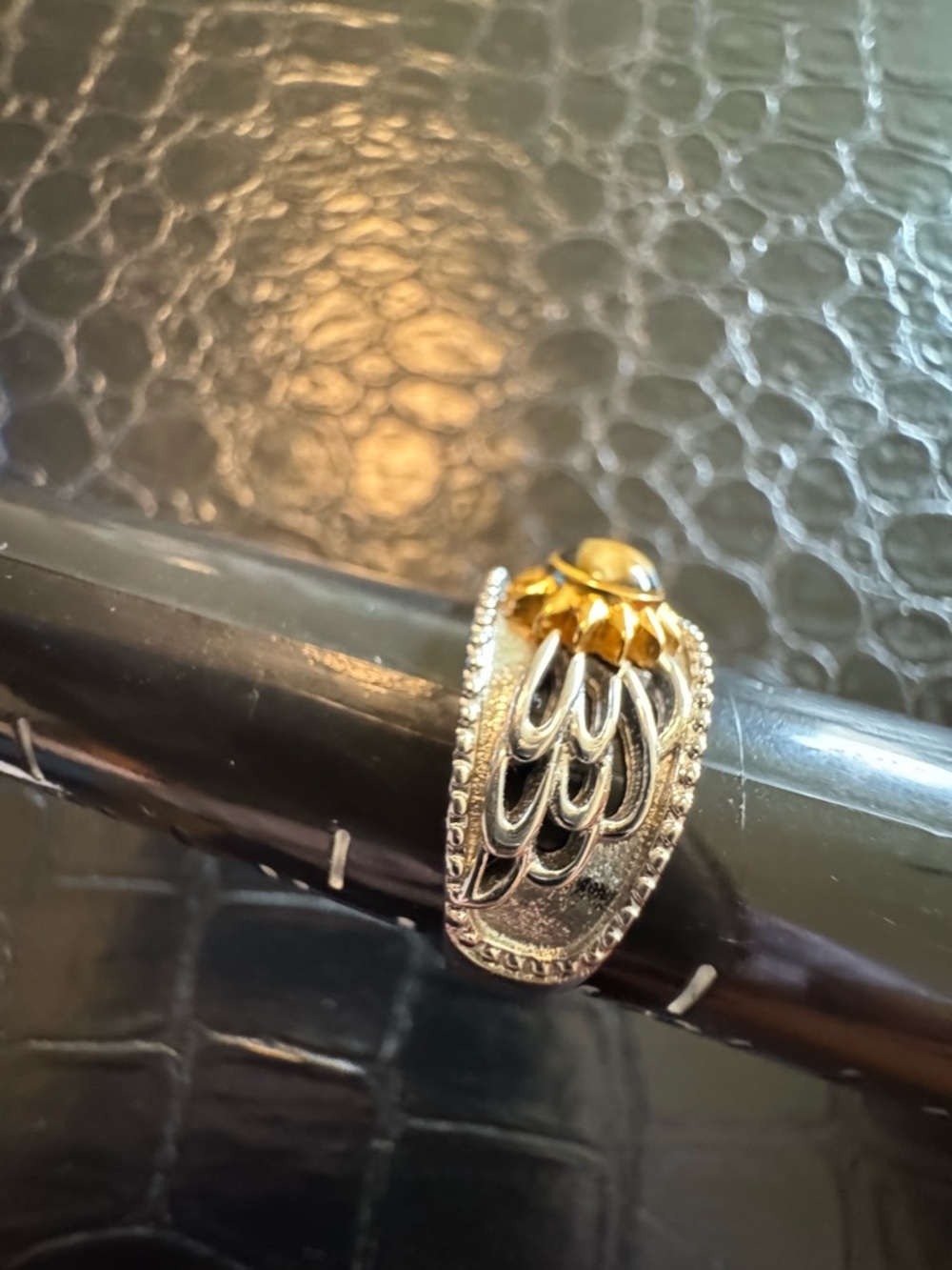 Michael Anthony Silver Wing Sunburst Ring 7.25 with Nativity Stone NWT - Picture 6 of 9